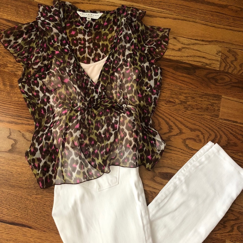 Silk animal print Trina Turk top